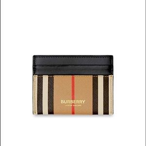 Brand new without tags Burberry Stripe E-Canvas & Leather Card Case